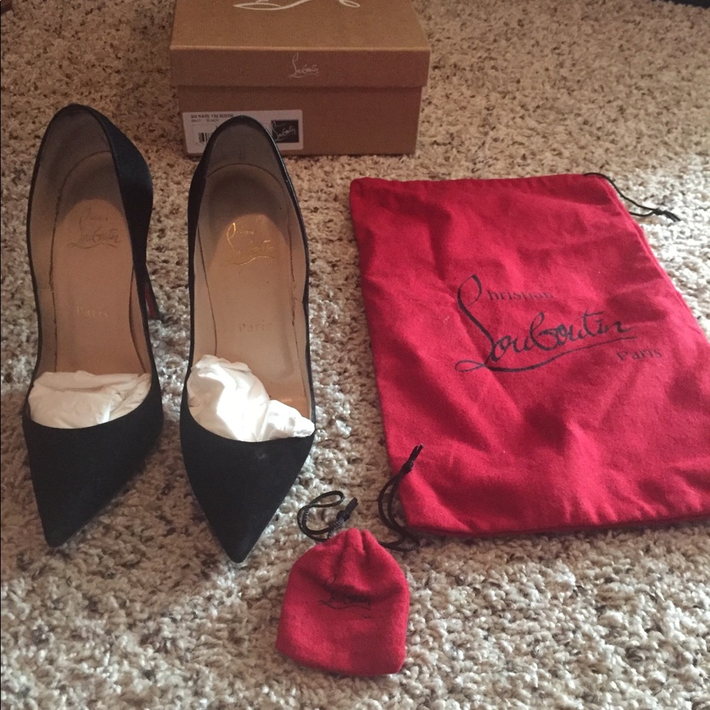 Authentic Christian Louboutin suede So Kate heels